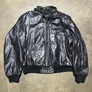 Vintage 90s Wilson Leather Black Grunge Boxy Jacket